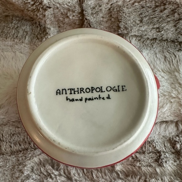 Anthropologie Hand painted Red Ceramic Monogram  “T” Coffee Mug - Picture 4 of 4